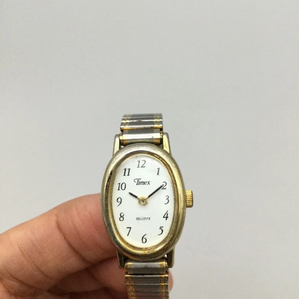 Timex Cavatina Womens Watch 17mm Two Tone Oval Dial Stretch New Battery